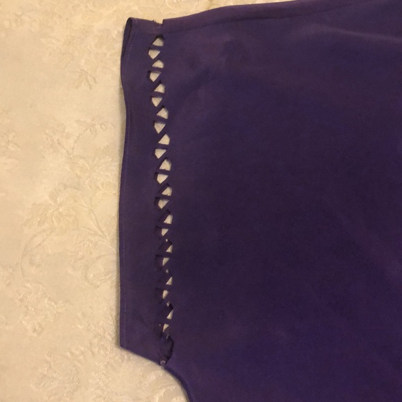 VINTAGE UNUQUE GUESS LOS ANGELES PURPLE TOP - SIZE S - LACY CUT OUTS - #328 - Picture 6 of 11